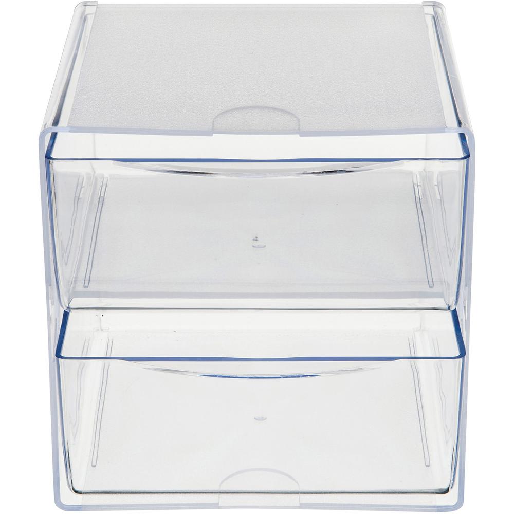 Deflecto Stackable Cube Organizer - 2 Drawer(s) - 6" Height x 6" Width x 7.5" DepthDesktop - Stackable - Clear - Plastic - 1 Each. Picture 9