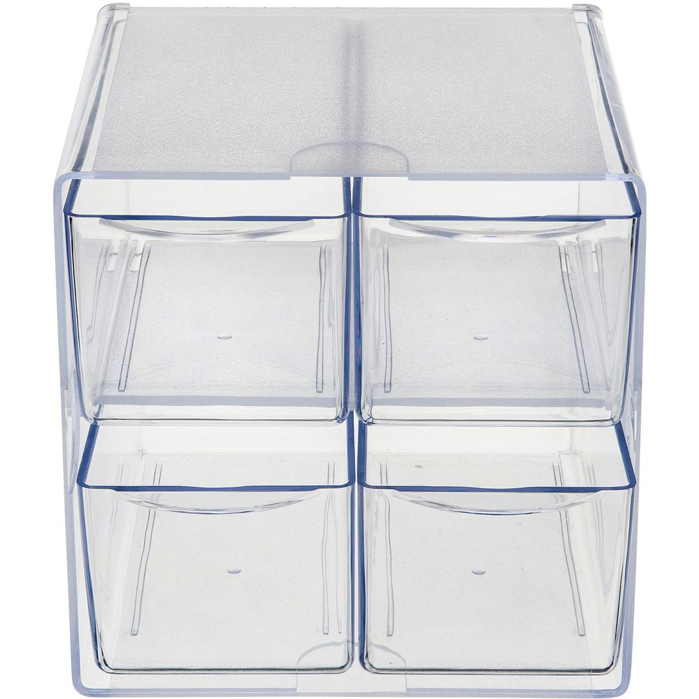 Deflecto Stackable Cube Organizer - 4 Drawer(s) - 6" Height x 6" Width x 7.3" DepthDesktop - Stackable - Clear - Plastic - 1 Each. Picture 12