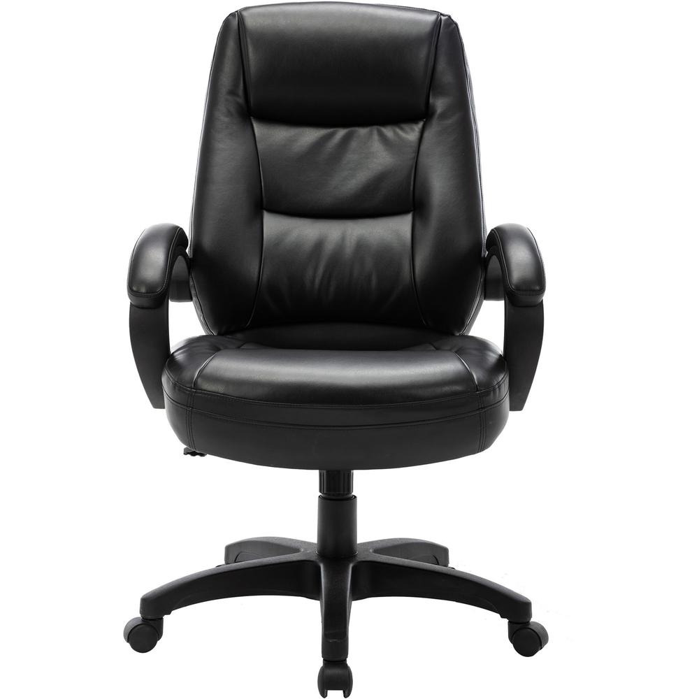 Lorell Westlake Series Executive High-Back Chair - Black Leather Seat - Black Polyurethane Frame - High Back - Black - 1 Each. Picture 4