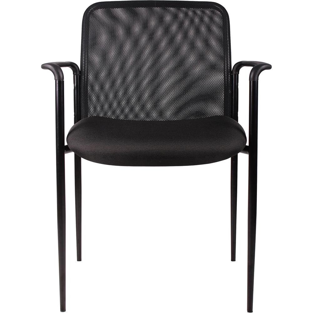 Lorell Reception Side Chair with Molded Cap Arms - Black Seat - Mesh Back - Steel Frame - Four-legged Base - 1 Each. Picture 3