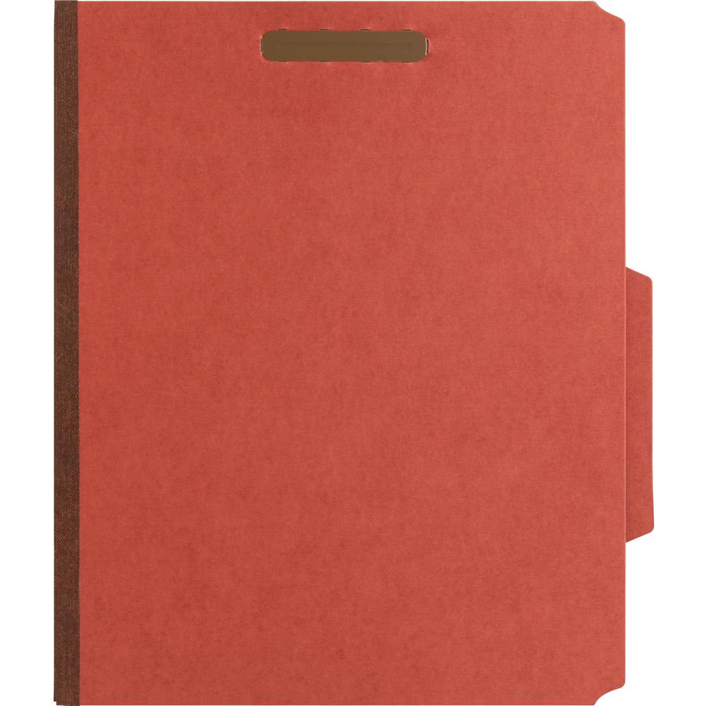 Nature Saver 2/5 Tab Cut Letter Recycled Classification Folder - 8 1/2" x 11" - 4 Fastener(s) - 2" Fastener Capacity for Folder, 1" Fastener Capacity for Divider - 1 Divider(s) - Pressboard - Redrope . Picture 4