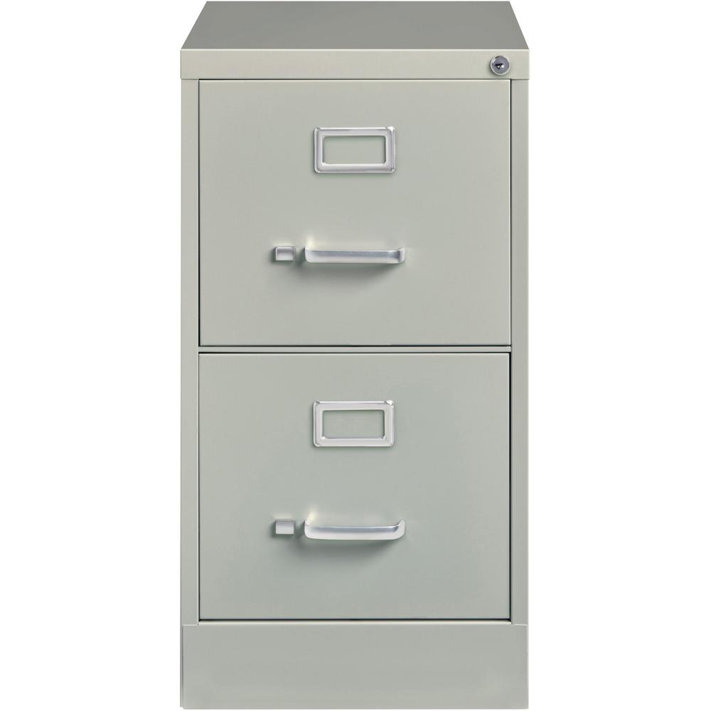 Lorell Fortress Series 22" Commercial-Grade Vertical File Cabinet - 15" x 22" x 28.4" - 2 x Drawer(s) for File - Letter - Lockable, Ball-bearing Suspension - Light Gray - Steel - Recycled. Picture 3