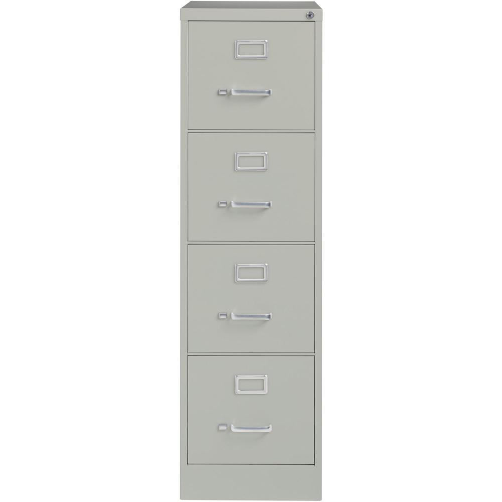 Lorell Fortress Series 22" Commercial-Grade Vertical File Cabinet - 15" x 22" x 52" - 4 x Drawer(s) for File - Letter - Lockable, Ball-bearing Suspension - Light Gray - Steel - Recycled. Picture 2