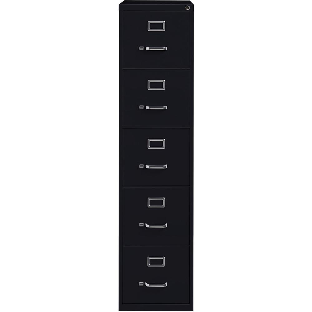 Lorell Fortress Series 26-1/2" Commercial-Grade Vertical File Cabinet - 15" x 26.5" x 61.6" - 5 x Drawer(s) for File - Letter - Vertical - Heavy Duty, Security Lock, Ball-bearing Suspension - Black - . Picture 2