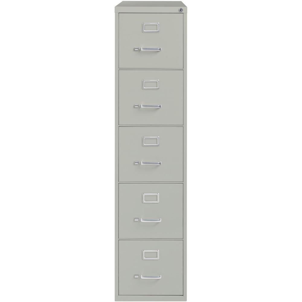 Lorell Fortress Series 26-1/2" Commercial-Grade Vertical File Cabinet - 15" x 26.5" x 61.6" - 5 x Drawer(s) for File - Letter - Vertical - Security Lock, Ball-bearing Suspension, Heavy Duty - Light Gr. Picture 2
