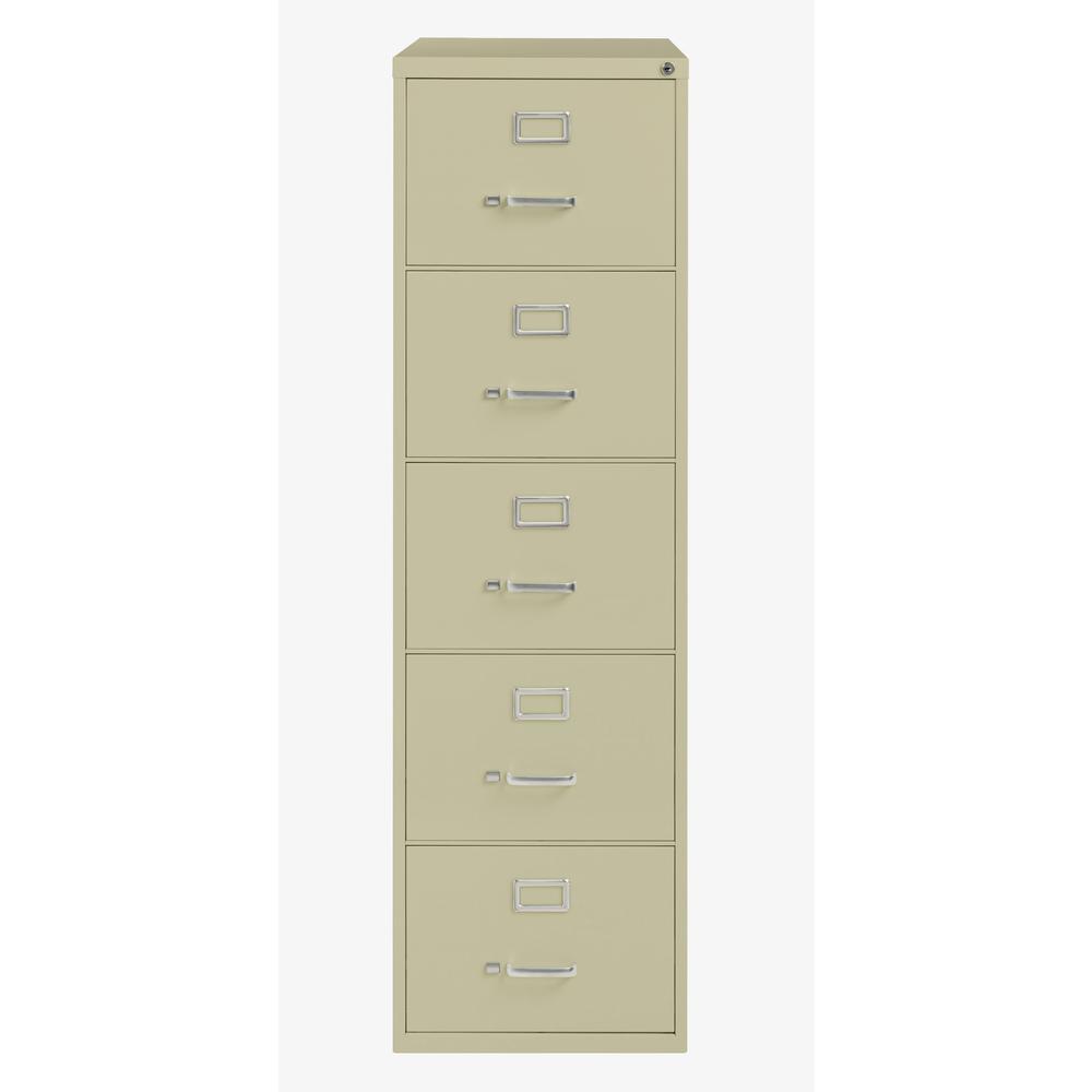 Lorell Fortress Series 26-1/2" Commercial-Grade Vertical File Cabinet - 18" x 26.5" x 61" - 5 x Drawer(s) for File - Legal - Vertical - Ball-bearing Suspension, Security Lock, Heavy Duty - Putty - Ste. Picture 3