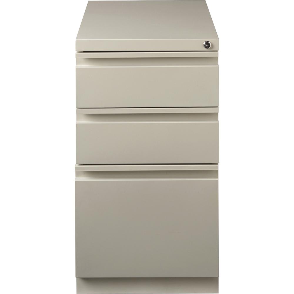 Lorell 20" Box/Box/File Mobile File Cabinet with Full-Width Pull - 15" x 20" x 27.8" - Letter - Ball-bearing Suspension, Security Lock, Recessed Handle - Putty - Steel - Recycled. Picture 5
