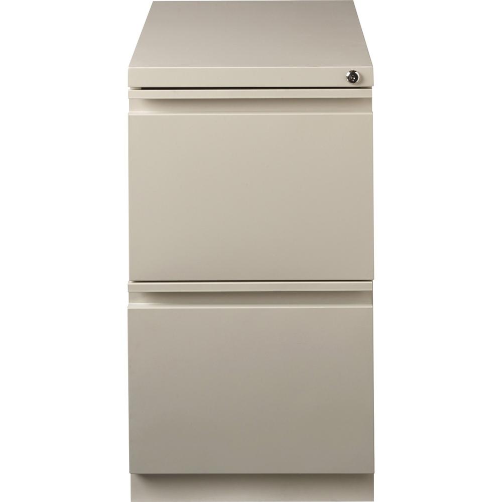 Lorell 20" File/File Mobile File Cabinet with Full-Width Pull - 15" x 20" x 27.8" - Letter - Recessed Handle, Ball-bearing Suspension, Security Lock - Putty - Steel - Recycled. Picture 5