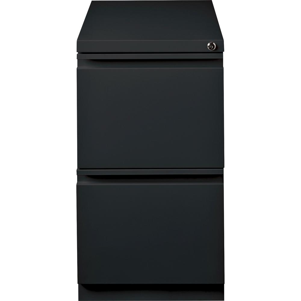 Lorell 20" File/File Mobile File Cabinet with Full-Width Pull - 15" x 20" x 27.8" - Letter - Security Lock, Ball-bearing Suspension, Recessed Handle - Black - Steel - Recycled. Picture 5