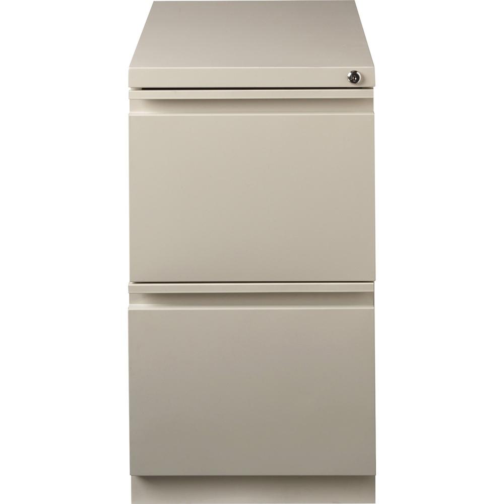 Lorell 23" File/File Mobile File Cabinet with Full-Width Pull - 15" x 22.9" x 27.8" - Letter - Ball-bearing Suspension, Security Lock, Recessed Handle - Putty - Steel - Recycled. Picture 5