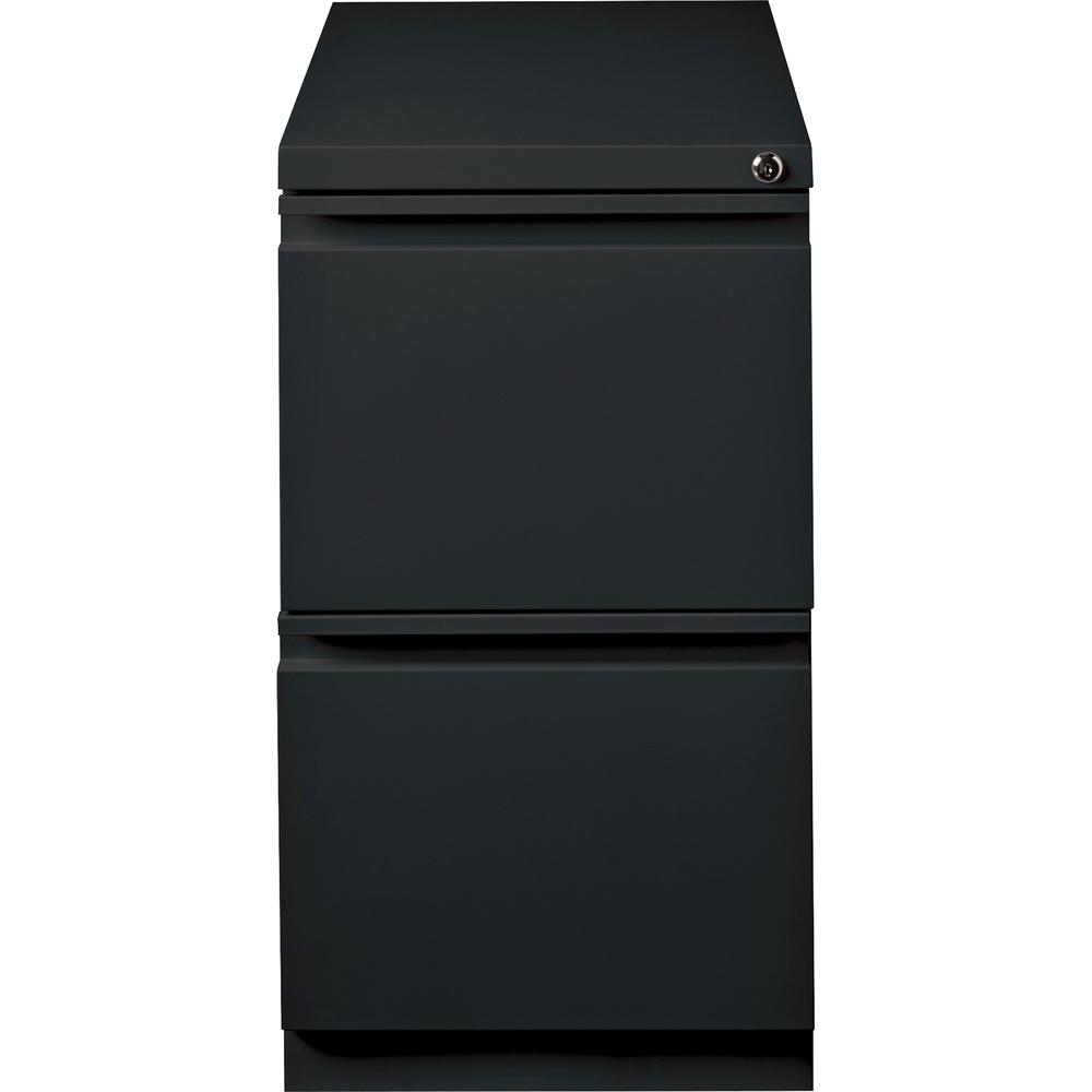 Lorell 23" File/File Mobile File Cabinet with Full-Width Pull - 15" x 22.9" x 27.8" - Letter - Vertical - Recessed Handle, Ball-bearing Suspension, Security Lock - Black - Steel - Recycled. Picture 5