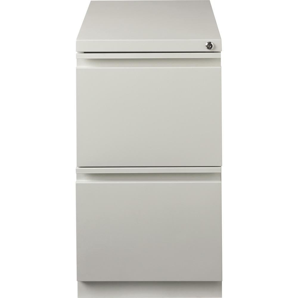 Lorell 23" File/File Mobile File Cabinet with Full-Width Pull - 15" x 22.9" x 27.8" - 2 x Drawer(s) for File - Letter - Vertical - Ball-bearing Suspension, Security Lock, Recessed Handle - Light Gray . Picture 5