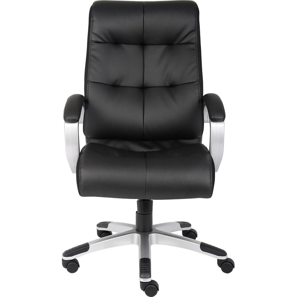 Lorell Executive Chair - Black Leather Seat - 5-star Base - Black - 1 Each. Picture 2