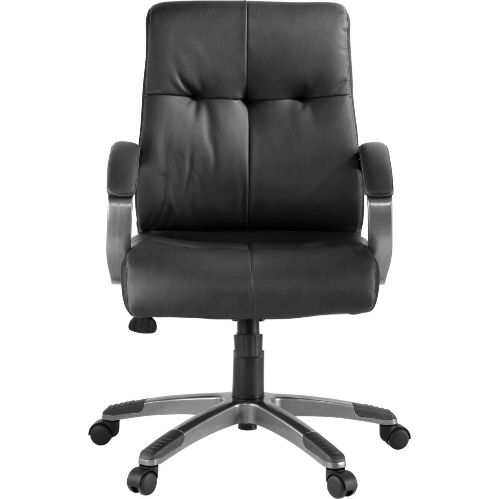 Lorell Managerial Chair - Black Leather Seat - 5-star Base - Black - 1 Each. Picture 2