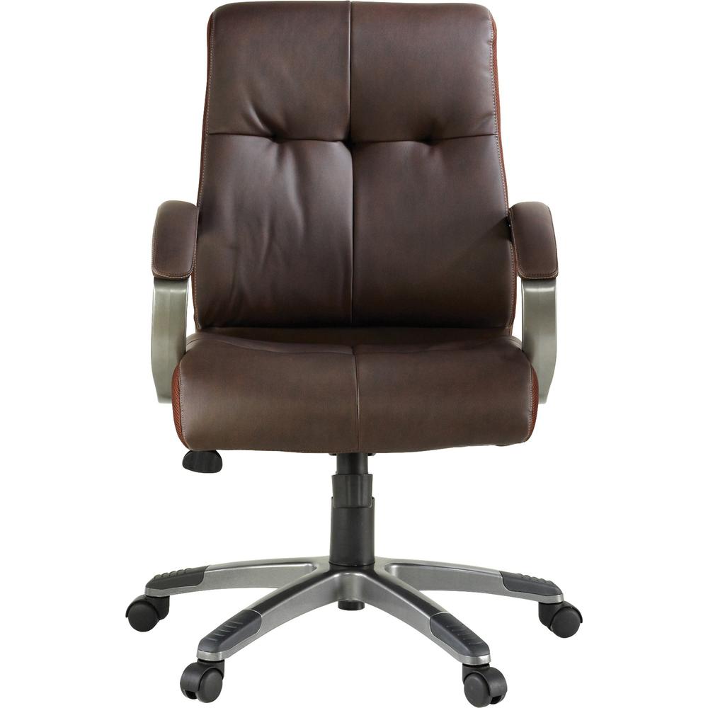 Lorell Managerial Chair - Brown Leather Seat - 5-star Base - Brown - 1 Each. Picture 5