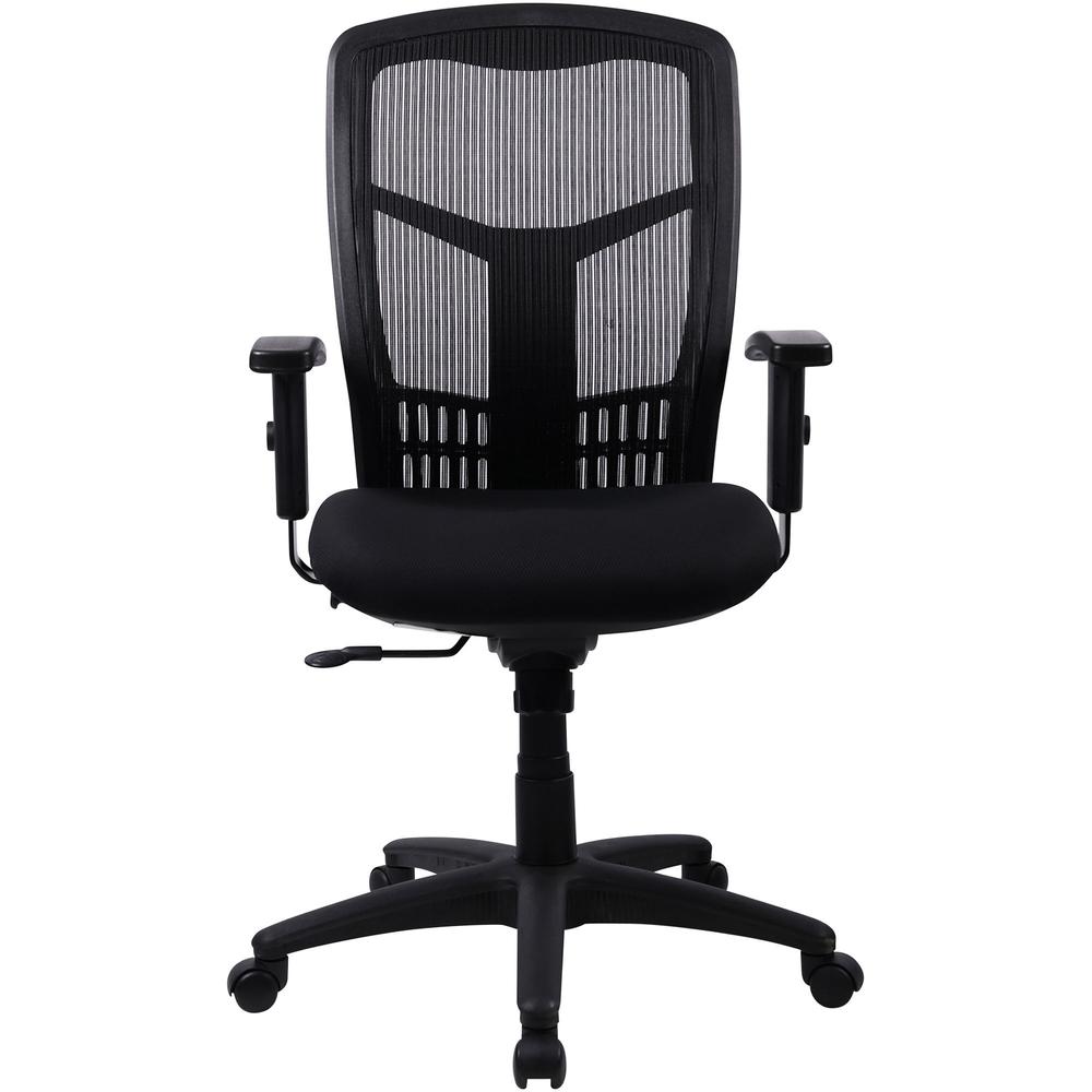 Lorell Executive Mesh High-back Swivel Chair - Black Fabric Seat - Steel Frame - Black - 1 Each. Picture 3