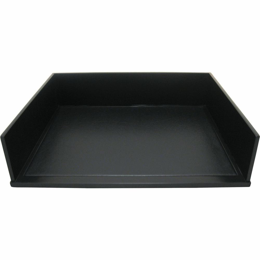 Victor 1154-5 Midnight Black Stacking Letter Tray - Desktop - Black - Wood, Faux Leather - 1Each. Picture 2