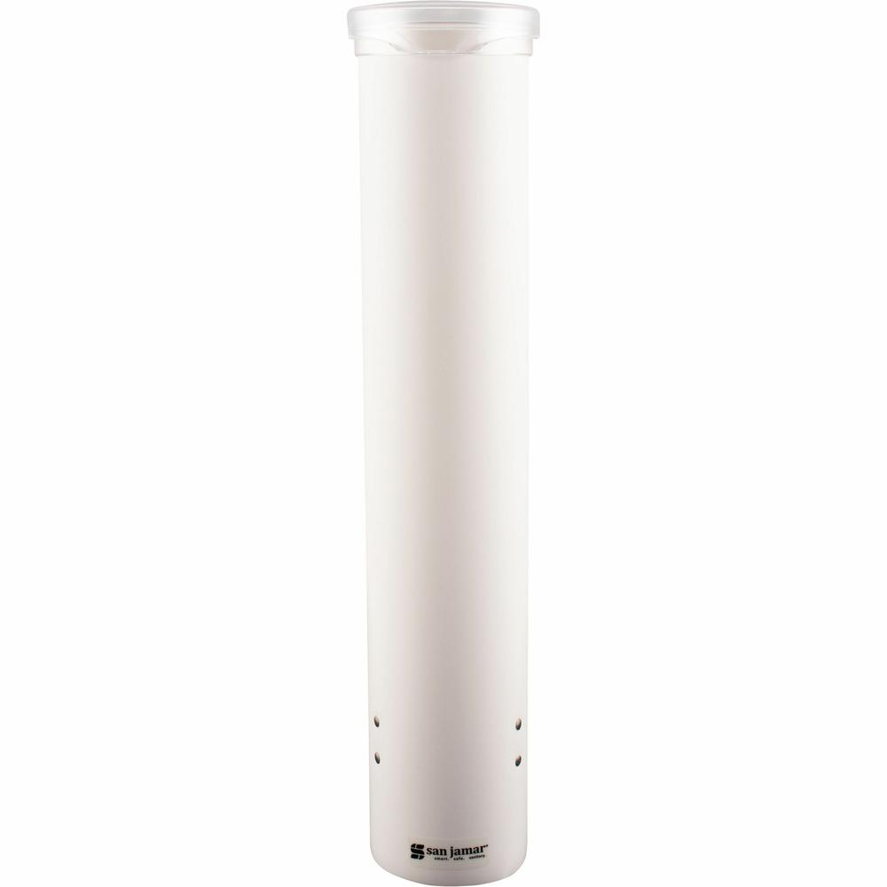 San Jamar Small Pull-type Water Cup Dispenser - 16" Tube - Pull Dispensing - Wall Mountable - Transparent White - Plastic - 1 Each. Picture 3
