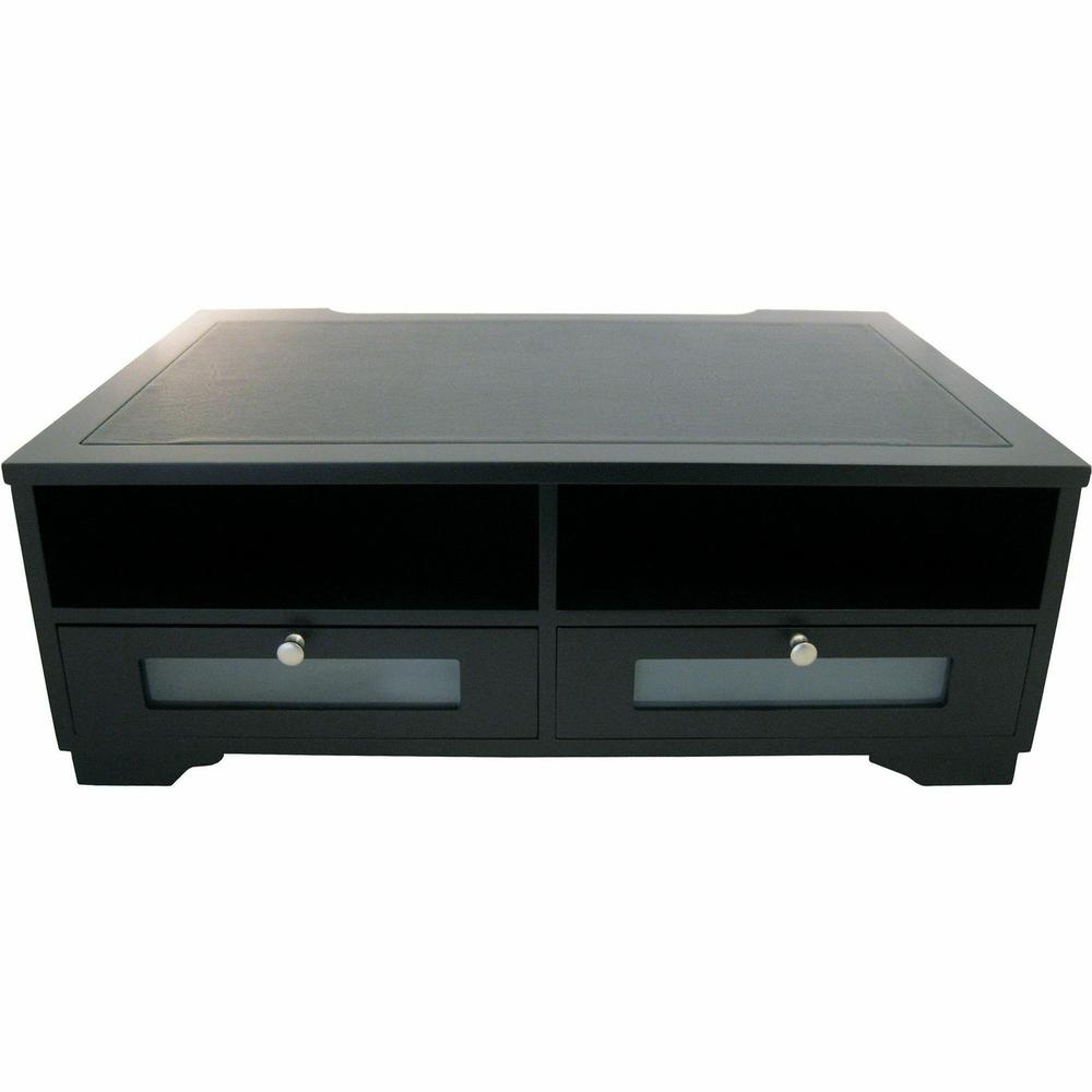 Victor 1130-5 Midnight Black Printer Stand - 2 x Shelf(ves) - 7.8" Height x 21.8" Width x 15.3" Depth - Desktop - Matte - Wood, Glass - Black. Picture 3