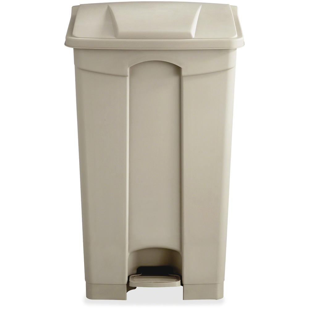 Safco Plastic Step-on Waste Receptacle - 23 gal Capacity - Rectangular - 32.3" Height x 19.8" Width x 16.3" Depth - Plastic - Tan - 1 Each. Picture 6