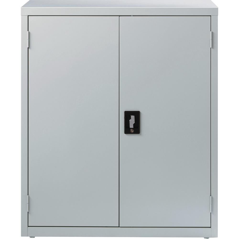 Lorell Fortress Series Storage Cabinet - 18" x 36" x 42" - 3 x Shelf(ves) - Recessed Locking Handle, Hinged Door, Durable, Sturdy, Adjustable Shelf - Light Gray - Powder Coated - Steel - Recycled. Picture 5