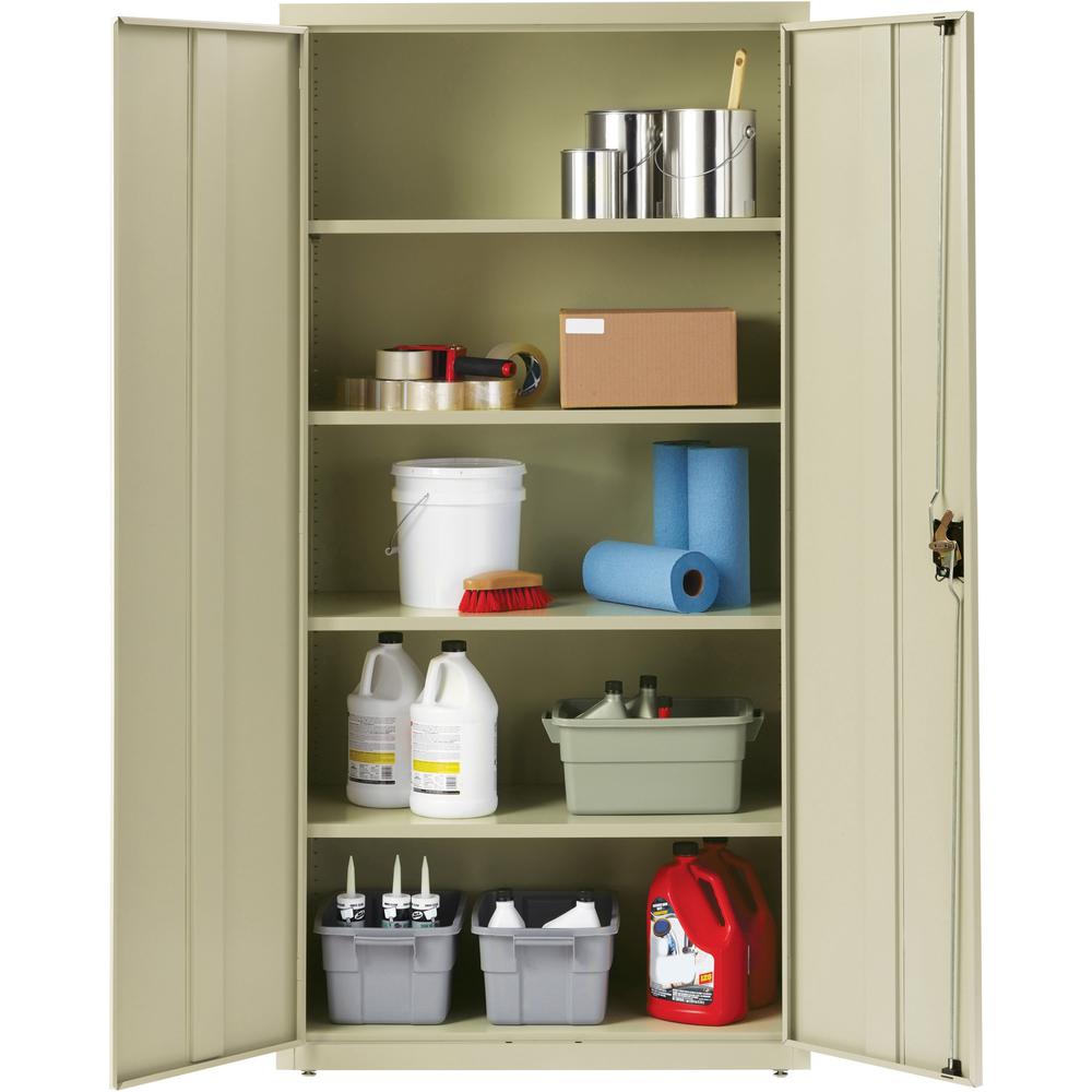 Lorell Fortress Series Storage Cabinet - 36" x 18" x 72" - 5 x Shelf(ves) - Recessed Locking Handle, Hinged Door, Durable - Putty - Powder Coated - Steel - Recycled. Picture 4