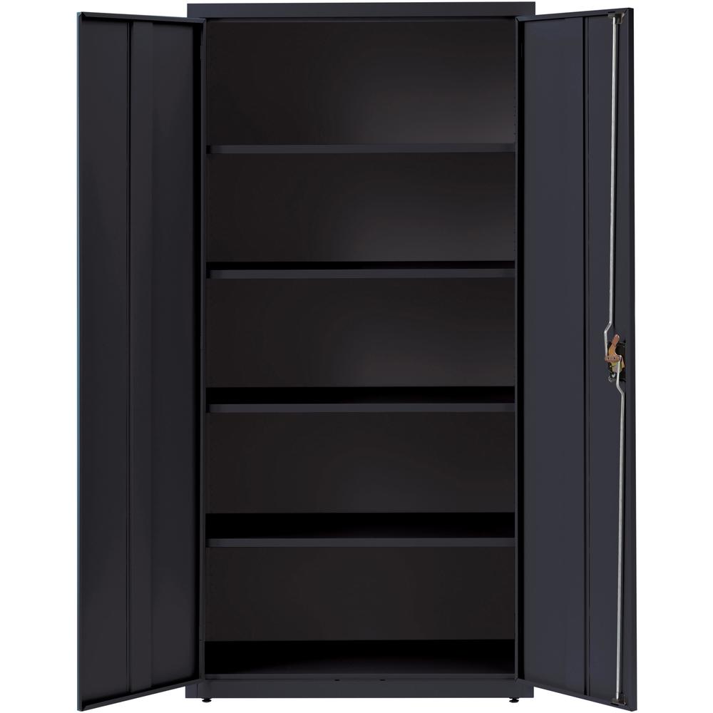 Lorell Fortress Series Storage Cabinet - 36" x 18" x 72" - 5 x Shelf(ves) - Recessed Locking Handle, Hinged Door, Durable - Black - Powder Coated - Steel - Recycled. Picture 4