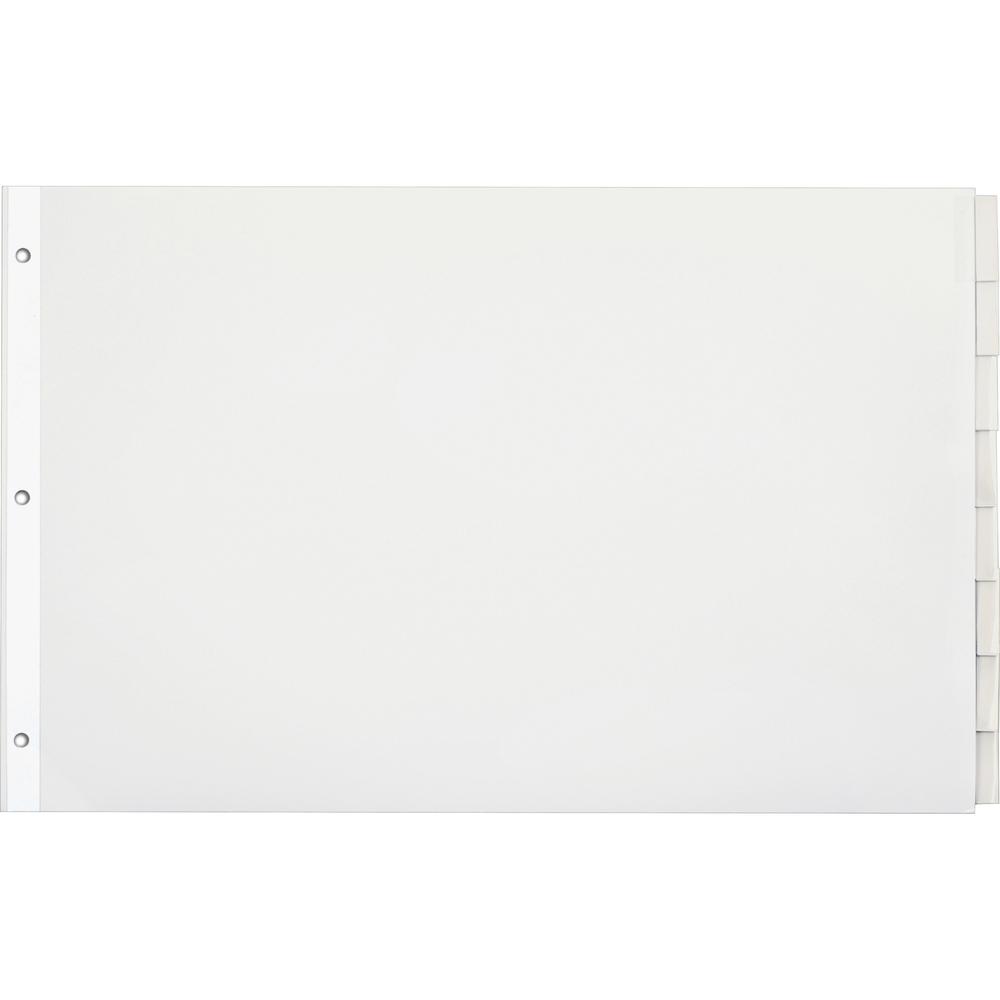 Cardinal Insertable Index Dividers - 8 x Divider(s) - Blank Tab(s) - 8 Tab(s)/Set - 17.5" Divider Width x 11.50" Divider Length - Tabloid - 11" Width x 17" Length - White Paper Divider - Clear Tab(s). Picture 5