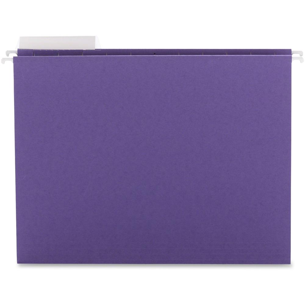 Smead 1/3 Tab Cut Letter Recycled Hanging Folder - 8 1/2" x 11" - Top Tab Location - Assorted Position Tab Position - Poly - Purple - 10% Paper Recycled - 25 / Box. Picture 5