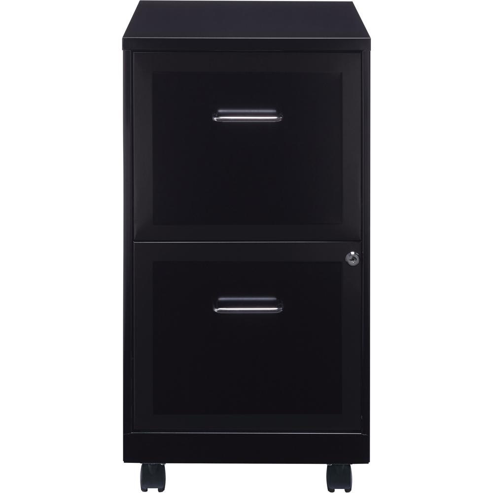 Lorell SOHO 18" 2-Drawer Mobile File Cabinet - 14.3" x 18" x 24.5" - 2 x Drawer(s) for File - Locking Drawer, Pull Handle, Casters, Glide Suspension - Black, Chrome - Baked Enamel - Steel - Recycled -. Picture 2