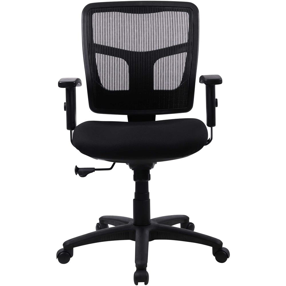 Lorell Ergomesh Managerial Mesh Mid-back Chair - Black Fabric Seat - Black Back - Black Frame - 5-star Base - Black - 1 Each. Picture 3