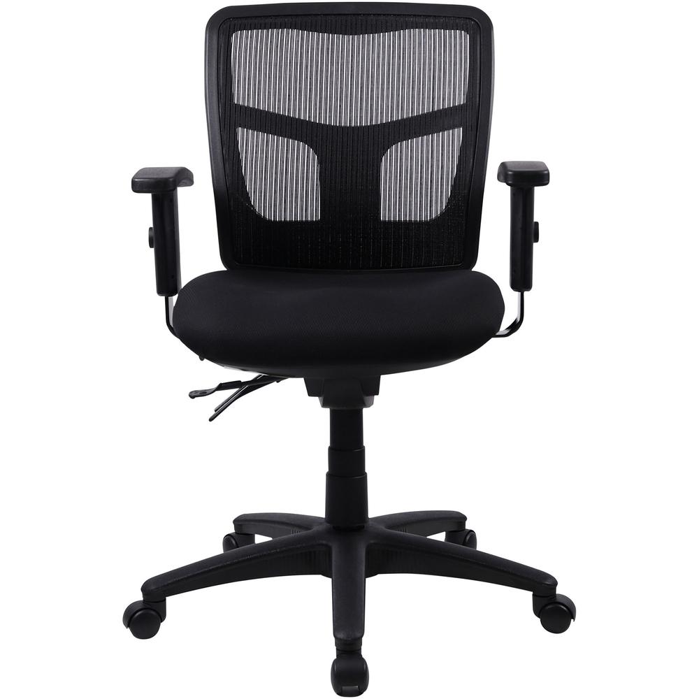 Lorell Ergomesh Swivel Mesh Mid-back Office Chair - Black Fabric Seat - Black Back - Black Frame - 5-star Base - Black - 1 Each. Picture 3