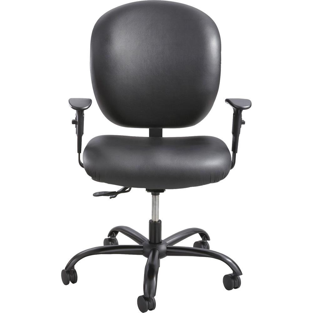 Safco Alday 24/7 Task Chair - Black Polyester Seat - Black Vinyl Back - 5-star Base - Black - 1 Each. Picture 3