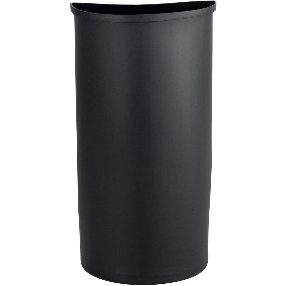 Safco Half Round Receptacle - 12.50 gal Capacity - Half-round - 32.5" Height x 17.5" Width x 9" Depth - Steel, Rubber, Plastic - Black - 1 Each. Picture 5