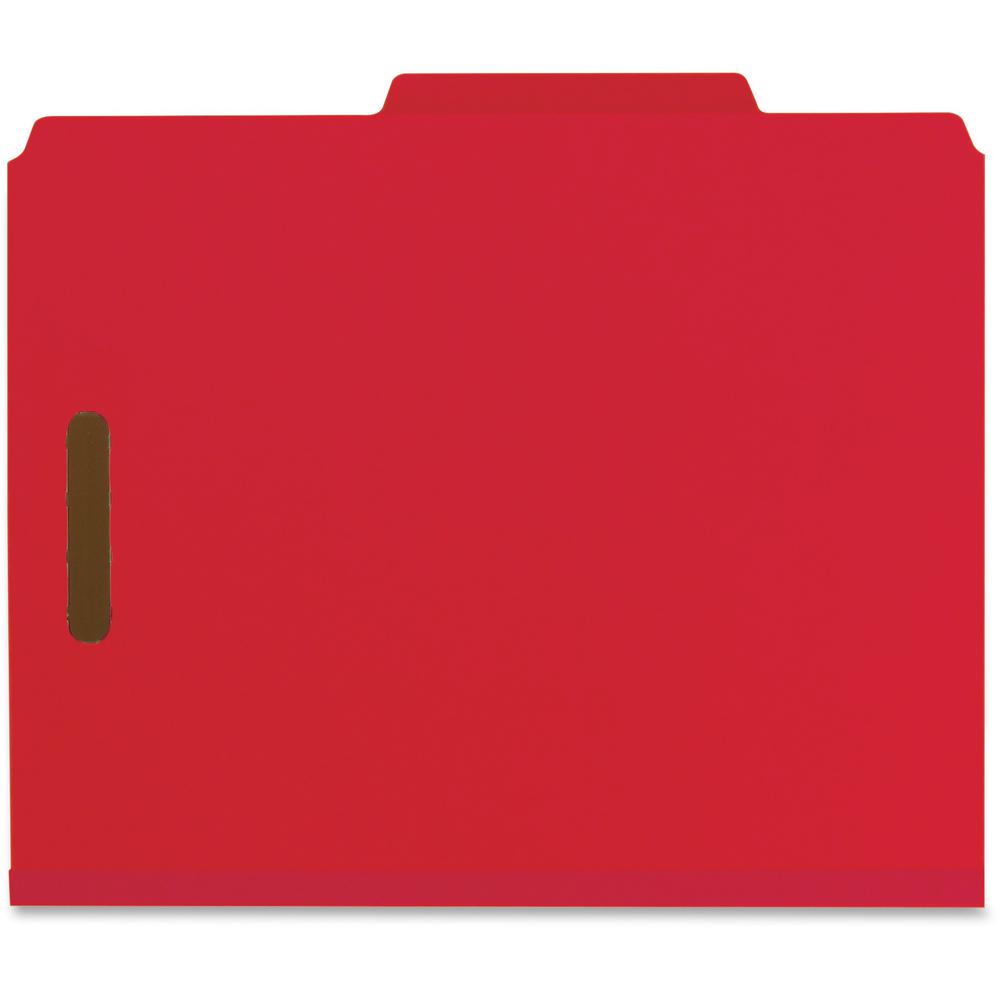 Smead 2/5 Tab Cut Letter Recycled Classification Folder - 8 1/2" x 11" - 2" Expansion - 6 x 2K Fastener(s) - Top Tab Location - Right of Center Tab Position - 2 Divider(s) - Bright Red - 100% Pressboa. Picture 2