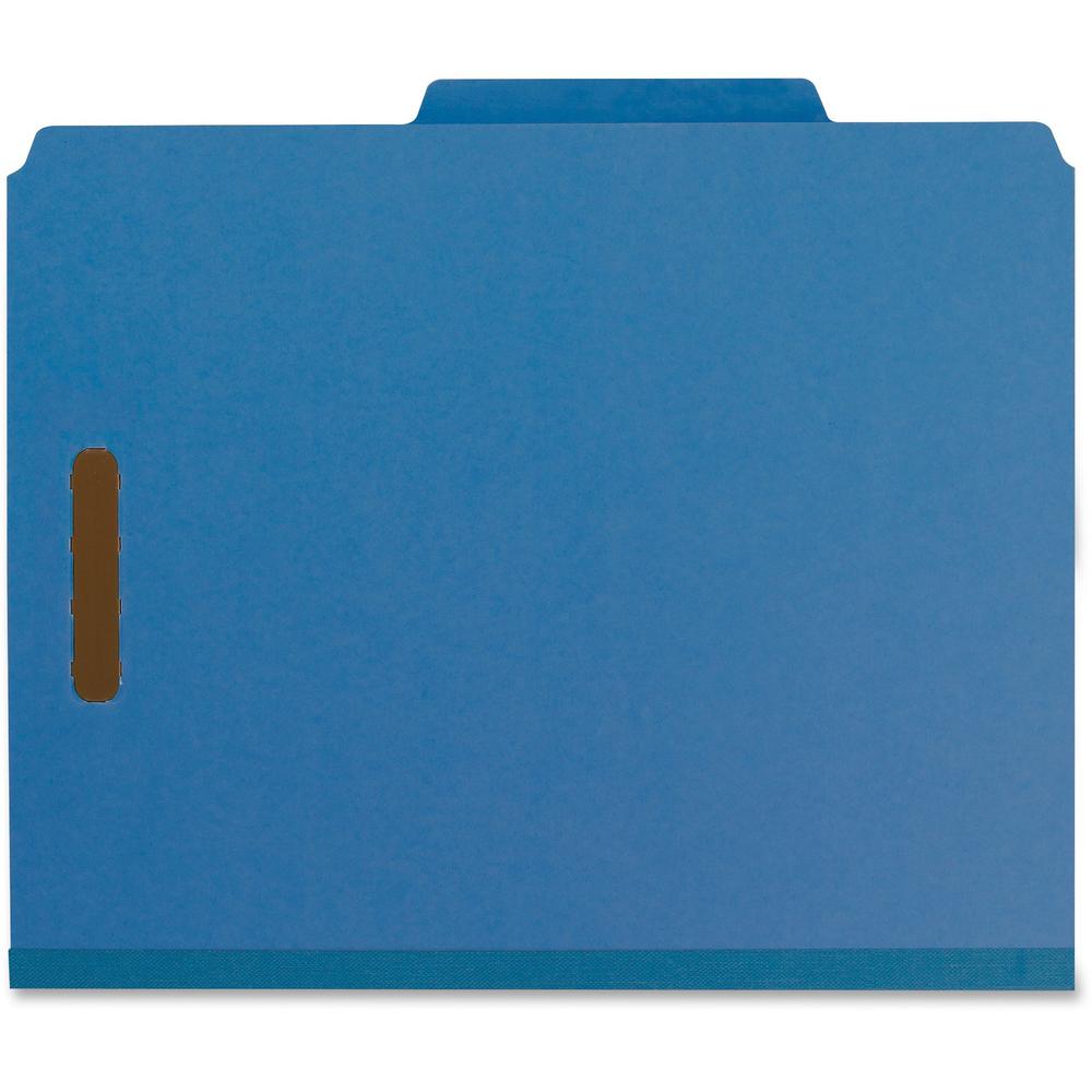 Smead 2/5 Tab Cut Letter Recycled Classification Folder - 8 1/2" x 11" - 2" Expansion - 6 x 2K Fastener(s) - Top Tab Location - Right of Center Tab Position - 2 Divider(s) - Pressboard - Dark Blue - 1. Picture 2