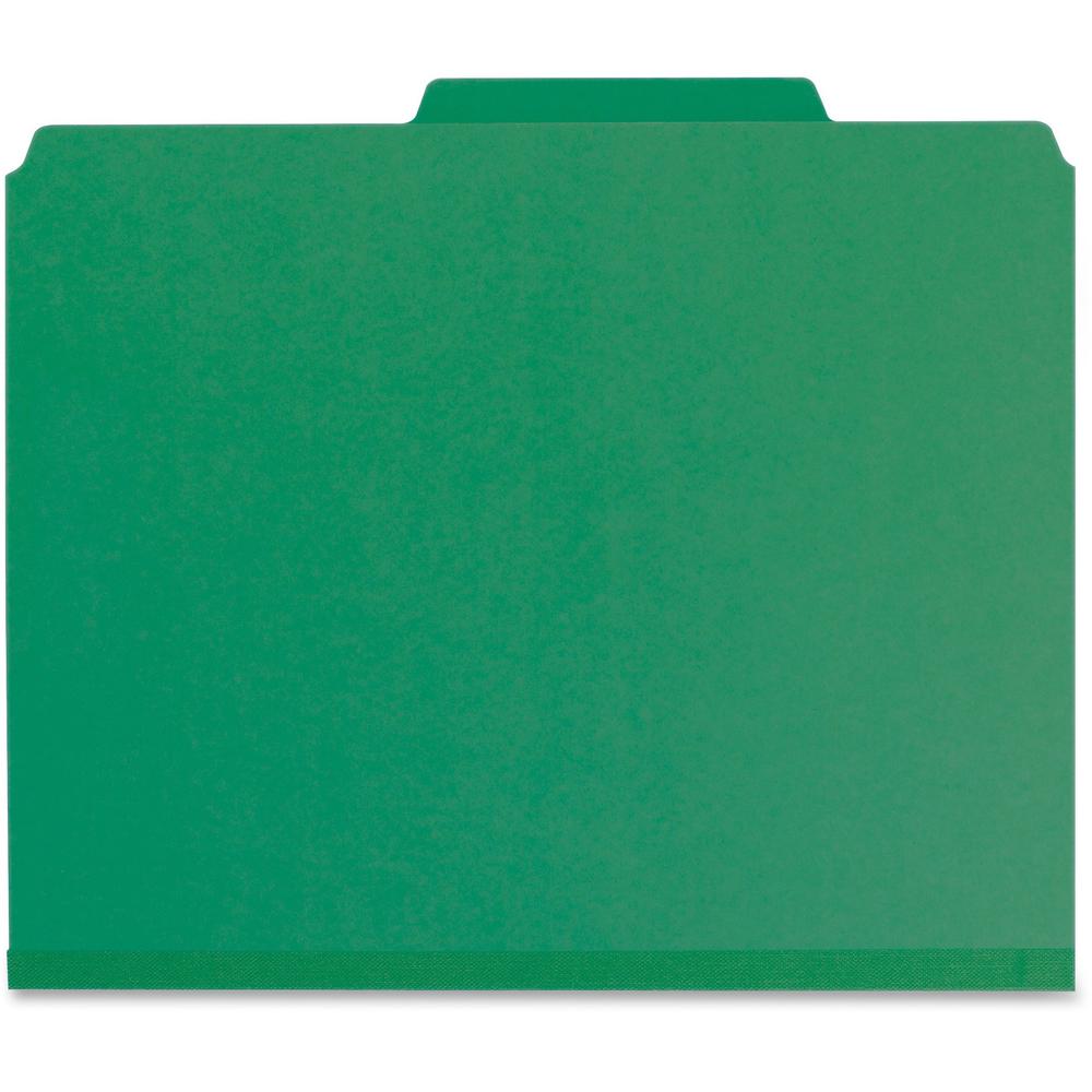 Smead 2/5 Tab Cut Letter Recycled Classification Folder - 8 1/2" x 11" - 2" Expansion - 6 x 2K Fastener(s) - Top Tab Location - Right of Center Tab Position - 2 Divider(s) - Pressboard - Green - 100% . Picture 5