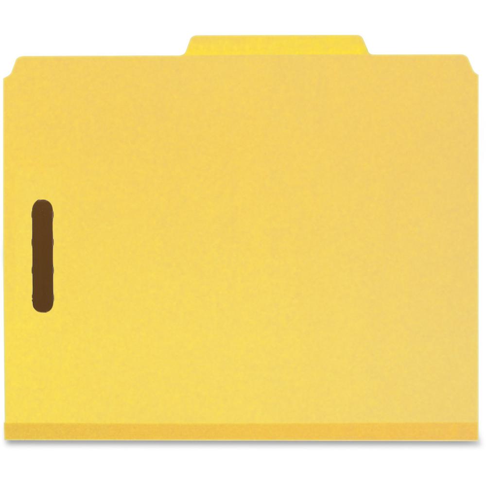 Smead 2/5 Tab Cut Letter Recycled Classification Folder - 8 1/2" x 11" - 2" Expansion - 6 x 2K Fastener(s) - Top Tab Location - Right of Center Tab Position - 2 Divider(s) - Yellow - 100% Pressboard R. Picture 5