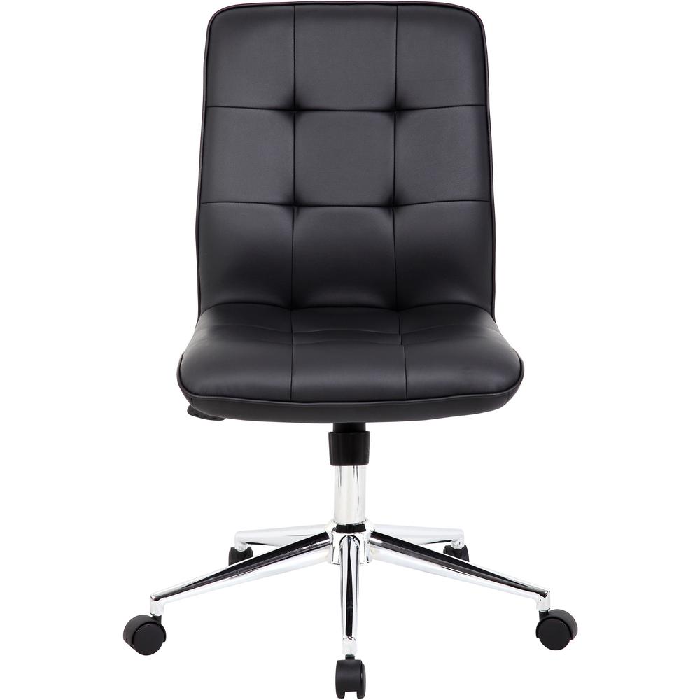 Boss Modern B330 Task Chair - Black Vinyl Seat - Chrome, Black Chrome Frame - 5-star Base - Black - 1 Each. Picture 3