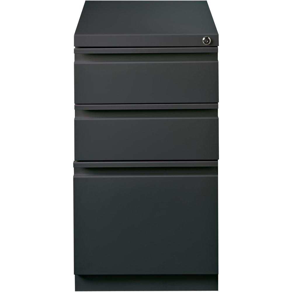 Lorell 20" Box/Box/File Mobile File Cabinet with Full-Width Pull - 15" x 19.9" x 27.8" - 3 x Drawer(s) for Box, File - Letter - Mobility, Casters, Drawer Extension, Security Lock, Recessed Drawer, Bal. Picture 5