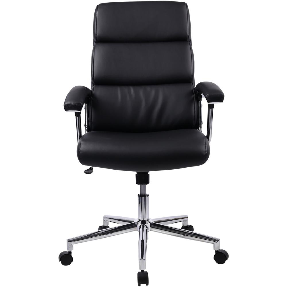 Lorell High-back Office Chair - Black Bonded Leather Seat - Black Bonded Leather Back - 1 Each. Picture 3
