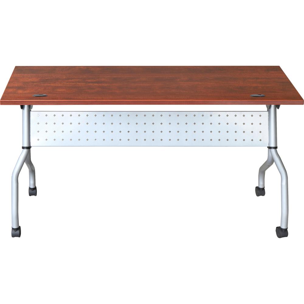 Lorell Flip Top Training Table - Rectangle Top - Four Leg Base - 4 Legs x 23.60" Table Top Width x 72" Table Top Depth - 29.50" Height x 70.88" Width x 23.63" Depth - Assembly Required - Cherry - Nylo. Picture 10