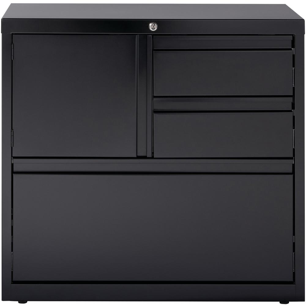 Lorell 30" Personal Storage Center Lateral File - 30" x 18.6" x 28" - 3 x Drawer(s) for File, Box - A4, Letter, Legal - Hanging Rail, Glide Suspension, Grommet, Cable Management, Interlocking, Reinfor. Picture 3