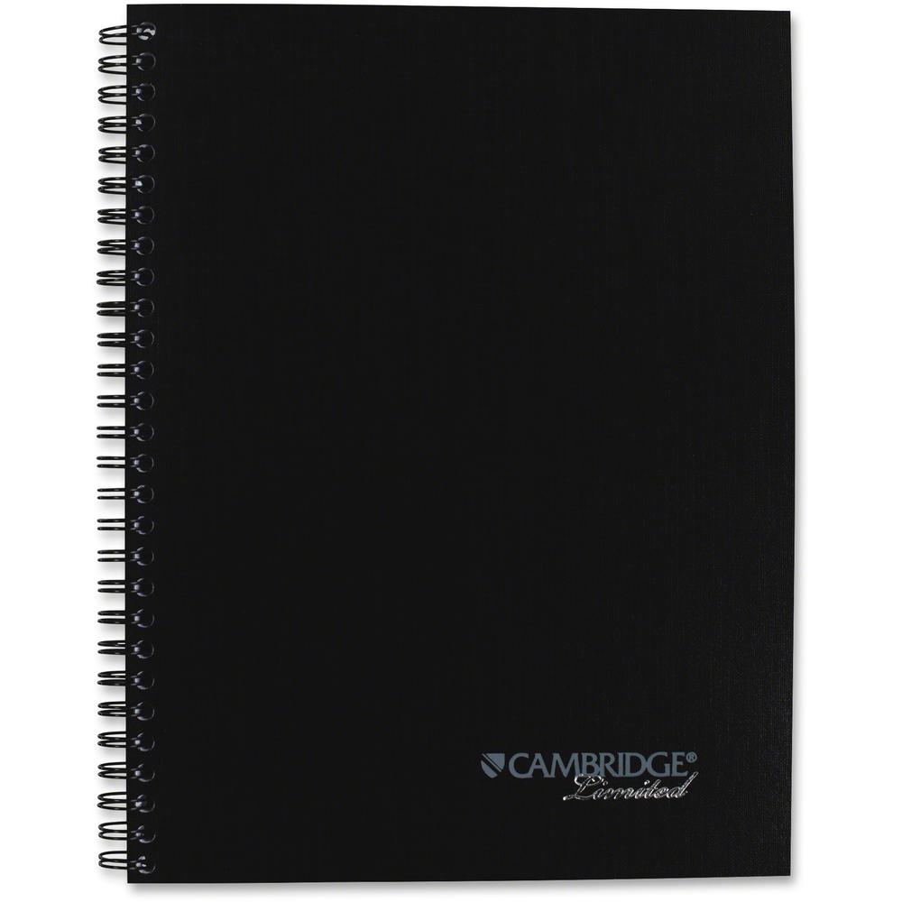 Mead Action Planner Business Notebook - Twin Wirebound - 9.50" x 7.5" x 0.6" - Black Cover - Pocket, Pen Loop, Perforated, Dual-sided Pocket, Bungee - Recycled - 1 Each. Picture 2