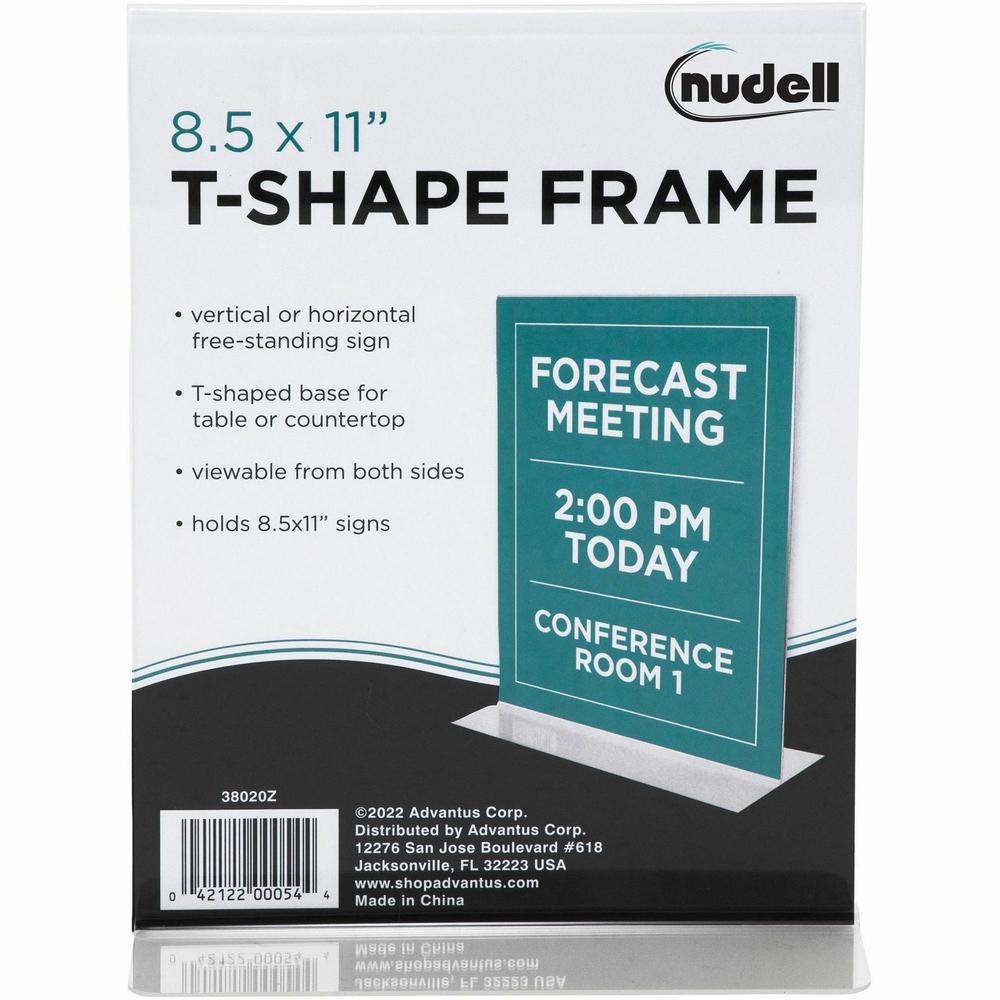 Golite nu-dell Freestanding T-shaped Sign Holder - 1 Each - 8.5" Width x 11" Height - Rectangular Shape - Double Sided - Self-standing - Acrylic - Photo, Signage, Notice - Clear. Picture 5
