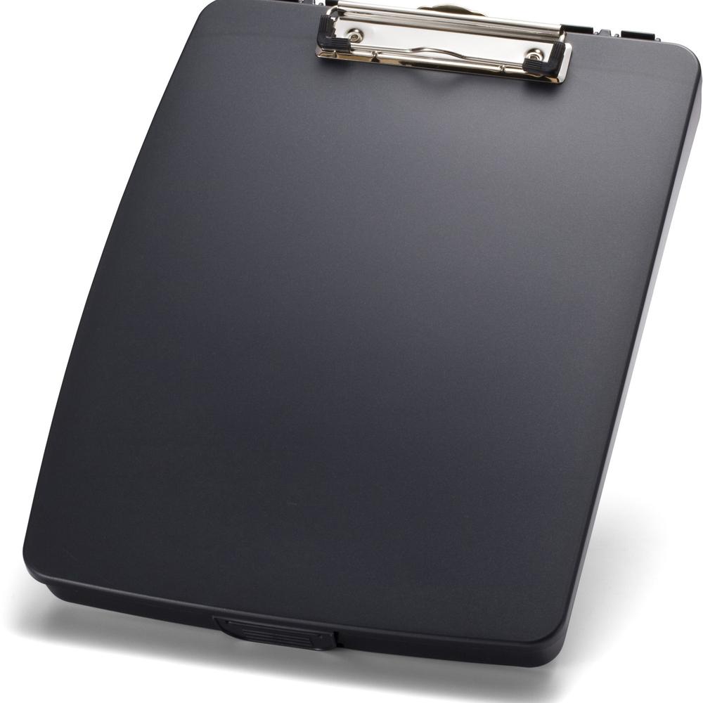 Officemate Extra Storage/Supply Clipboard Box - 1" Clip Capacity - Storage for Stationary - 11" - Plastic - Charcoal - 1 Each. Picture 4