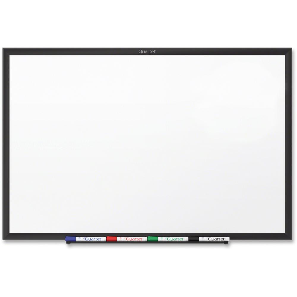Quartet Classic Total Erase Whiteboard - 72" (6 ft) Width x 48" (4 ft) Height - White Melamine Surface - Black Aluminum Frame - Horizontal/Vertical - 1 / Each - TAA Compliant. Picture 7