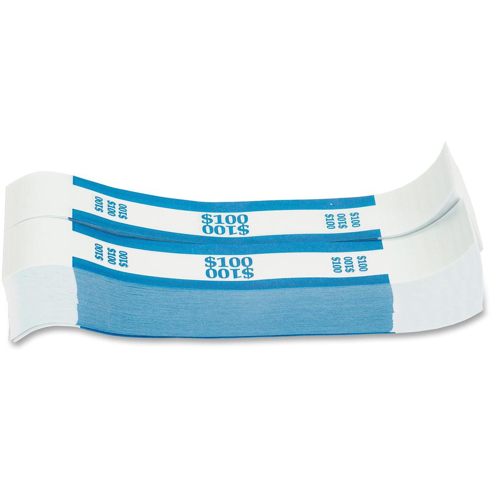 PAP-R Currency Straps - 1.25" Width - Total $100 in $1 Denomination - Self-sealing, Self-adhesive, Durable - 20 lb Basis Weight - Kraft - White, Blue - 1000 / Pack. Picture 5
