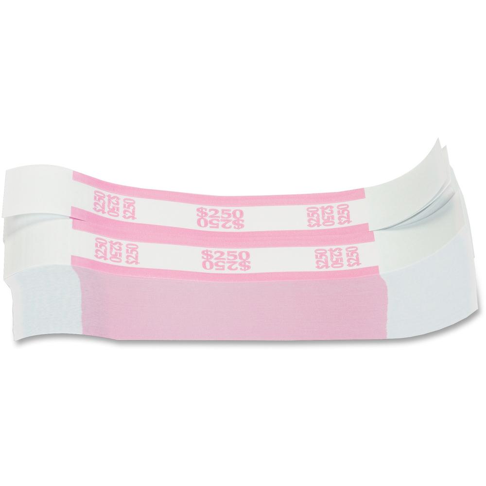 PAP-R Currency Straps - 1.25" Width - Total $250 in $1 Denomination - Self-sealing, Self-adhesive, Durable - 20 lb Basis Weight - Kraft - White, Pink - 1000 / Pack. Picture 7