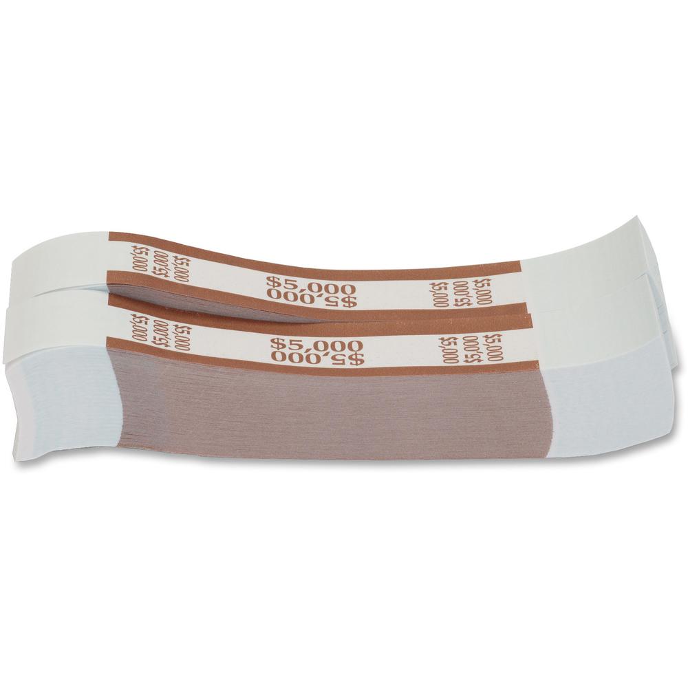 PAP-R Currency Straps - 1.25" Width - Total $5,000 in $50 Denomination - Self-sealing, Self-adhesive, Durable - 20 lb Basis Weight - Kraft - White, Multi - 1000 / Pack. Picture 4
